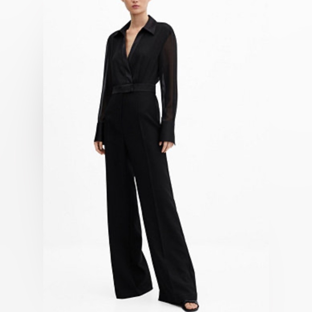 Mango long shirt, wide leg black jumpers in XS
